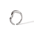 Detailed macro view of the irregular wavy silver ring with a high polished metallic finish - Silver Irregular Wave Flow Style / Silver