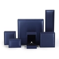 Navy blue brushed PU leather jewelry box set with rings, necklace, and bracelet cases - Single Ring Box / Royal Blue (Velvet Interior)