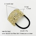 Detailed size specifications for pearl alloy hairband with dimensions and weight info - Square Gold