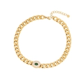 Collana a maglie dorate con gemma ovale verde e dettagli in smalto bianco - Acciaio Inossidabile/Zirconia Verde / 1# Collana di Zircone Verde