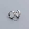 Pendientes de aro minimalistas de 6mm en plata de ley S925 con diseño geométrico - 6mm Oro Blanco