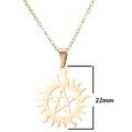 22mm 18K gold plated stainless steel sunburst star pendant necklace on white background - Pentagram Sun Style (796 Gold)