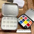 Mini portable solid palette box in black metal finish with 12 color paint slots - Nail Gel Storage Tin Box (1.6ml 12 Grids)