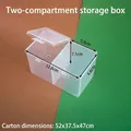 Transparent 2-compartment plastic storage box with lid for jewelry or small parts - Dual Compartment Storage Box (12.8*5.9*7.1cm)
