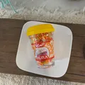 Colorful elastic hair bands set in a cute coffee cup container with a yellow lid - Yellow