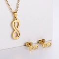 Elegant gold infinity symbol titanium steel necklace and stud earrings jewelry set - Hollow Infinity
