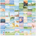 Set di 48 adesivi in PET trasparente impermeabile con paesaggi naturali e montani ad acquerello - Stile Illustrazione Paesaggio Naturale