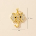 Detail view of a 2.7x2.1cm gold-plated elephant pendant with white cubic zirconia stones - 0369-1 (White Zirconia)