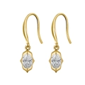 Elegant 925 sterling silver gold-plated hook earrings with marquise-cut zircon stones - Gold Marquise Stone Hook Style (SE355-14K)