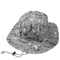 Detailansicht grauer Digital-Camo Boonie-Hut mit Molle-Gurten und Belüftungsöffnungen - M (56-58cm) / Digitale Camouflage Hellgrau