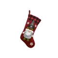 Christmas stocking with red black buffalo plaid and gnome doll with reindeer antlers - Red Body