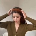 Brown wide velvet headband for women with a matte finish and minimalist vintage style - 3cm / Orange Coffee