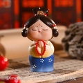Detail of Tang Dynasty lady figurine praying with prayer beads, size 5x4.2x8cm and 105g - Small Wishful Lady
