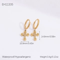 Goldene Edelstahl-Ohrringe mit Kreuzanhänger und Zirkonia, wasserfest und hypoallergen - Goldene Zirkonia Kreuz Ohrringe (EH11335)