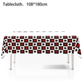 Casino poker themed tablecloth with red and black card suits and checkerboard patterns - Tablecloth-Poker (1PC)