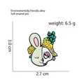 Gothic bunny rabbit enamel pin in mint green and yellow floral design for women - Gothic Half Skeleton Rabbit