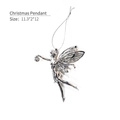 Silver Christmas fairy pendant with wings and hanging cord model LF-7573S sized 11.3x2x12 cm - Silver Winged Fairy (LF-7573S)