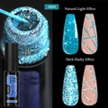 Blue glitter liner gel showing flash effect and 009 shade nail art details - Fluorescent Diamond Line Gel 09 (Blue)