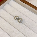 Elegant 10mm silver grey pearl stud earrings with metallic luster in a jewelry box - 8mm Perfect Round Silver Gray Pearl Stud Style (110#)