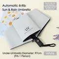 Light gray automatic folding UV protection umbrella with 97cm canopy and 8 ribs - 8-Rib UV Automatic / Off White