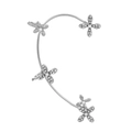 Silver-plated floral ear cuff with sparkling crystals and elegant white pearls - Silver K Style Right