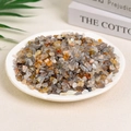Polished natural colorful fluorite and quartz crystal stones on white ceramic plate - 100 Grams Of Grey Agate (5-7mm)