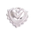 Pendentif cœur en acier inoxydable argenté avec texture rayonnante et finition polie - Argenté