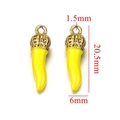 Yellow enamel chili charms with gold crown top and detailed size measurements - Yellow-Gold