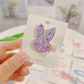 Cute bunny hair clip with colorful star sequins and rhinestones for girls' hairstyles - Pastel Rabbit Hair Clip (Single)