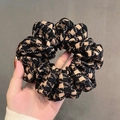Chic black and beige houndstooth fabric scrunchie with a stylish oversized design - 14# Houndstooth Coffee