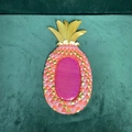 Pink and gold pineapple-shaped jewelry organizer with shimmering purple sequins - Pink Orange Geometric Pineapple Decor