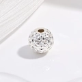 Cuentas de plata de ley S925 con textura de panal tallada con diamante para joyería - Cuenta Redonda Estrellada Plateada de 8mm