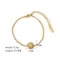 Dettaglio del bracciale con ciondolo a sole in acciaio inossidabile placcato oro 18K - Stile Forma di Sole (YYB023106)
