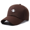 Dark brown cotton twill baseball cap with white embroidered M logo and curved brim - Adjustable / Coffee