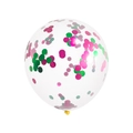 12 inch transparent latex balloon filled with pink and green round confetti paper - Pink Green Sequins