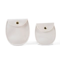 Set of two cream velvet oval jewelry pouches with gold snap button in different sizes - Small 85*80mm / White