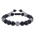 Map stone and lava rock triple protection woven bracelet for men with adjustable cord - Map Stone Bracelet