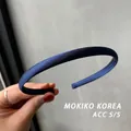 Slim dark blue satin headband with a smooth silky texture and minimalist elegant design - Navy Blue