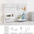 White pegboard organizer kit including boards, hooks, and 185mm brackets set - White Clamp Set 2 / White