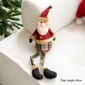 Pluche Kerstman met lange benen in rood en groen geruit patroon, totale lengte 45 cm - 45cm / Kerstman