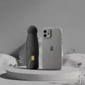 Obsidian Black mini portable umbrella with UPF 50+ protection shown next to a smartphone - 8 Ribs / Obsidian Black