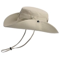 Khaki outdoor sun hat with wide brim, breathable mesh panels and adjustable chin strap - Beige