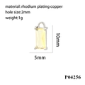 Macro shot of 10x5mm rectangular yellow zircon pendant with rhodium plating copper details - Silver/Yellow Zirconia(P04256)