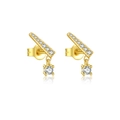 Elegant S925 sterling silver stud earrings in gold with sparkling zircon stones - MME771-2 Gold Cross Zirconia