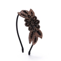 Bohemian headband with handmade floral beading and rhinestones on white background - Style 2