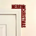 Red Merry Christmas door corner sign featuring snowflake cutouts and festive lettering - Merry Christmas Letters