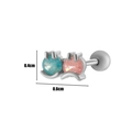Silver stainless steel cartilage stud featuring blue and pink cat-ear shaped gems - 3# Silver