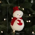 Plush Christmas snowman pendant with red hat and scarf, 11cm height tree decoration - Plush Snowman D