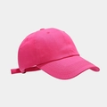 Close-up of rose pink cotton baseball cap featuring classic six-panel design and curved brim - Adjustable / Rose Red