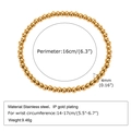 Bracciale elastico regolabile in acciaio inossidabile placcato oro 18K con sfere da 4mm - Diametro perle 4MM
